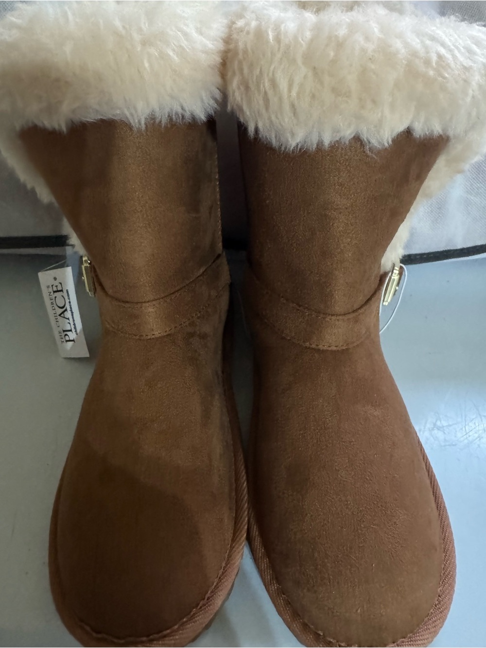 The Children's Place Sz 5 Girls' Brown Faux-Suede Shearling Winter Boots NWT😊😊